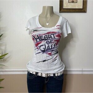 Victoria's Secret Y2K Ultra Soft Lyric "Heart of Glass" Graphic T-shirt Top
